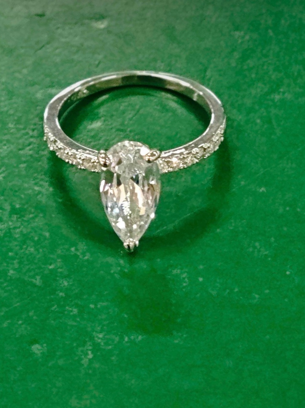 Sterling Silver Teardrop CZ Cocktail Ring - Clear Crystal - Picture 7 of 7